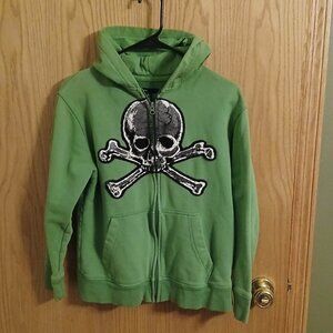 Very Good Gap kids Skull & Crossbones Full-Zip Hooded Sweatshirt (Kids XL 12)